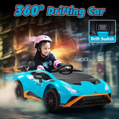 12-Volt Licensed Lamborghini Kids Ride on Car with Remote Control Electric Kids Drift Car in Blue