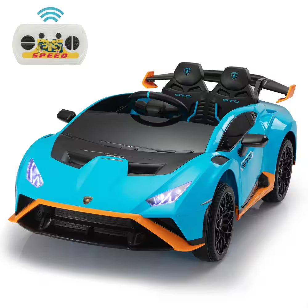 12-Volt Licensed Lamborghini Kids Ride on Car with Remote Control Electric Kids Drift Car in Blue