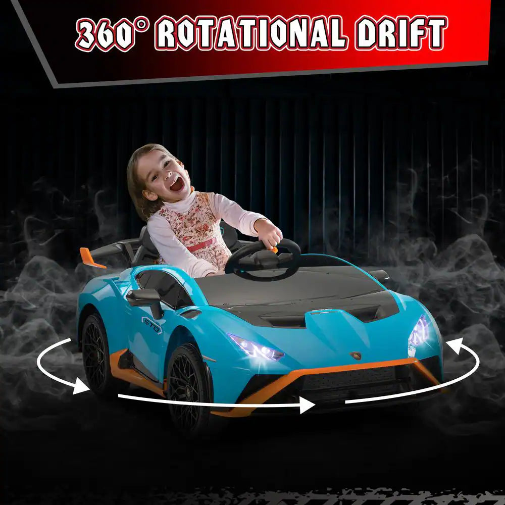 12-Volt Licensed Lamborghini Kids Ride on Car with Remote Control Electric Kids Drift Car in Blue