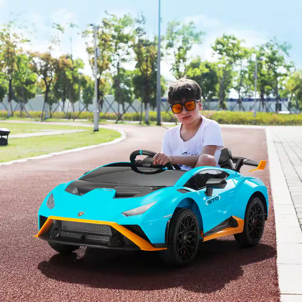 12-Volt Licensed Lamborghini Kids Ride on Car with Remote Control Electric Kids Drift Car in Blue