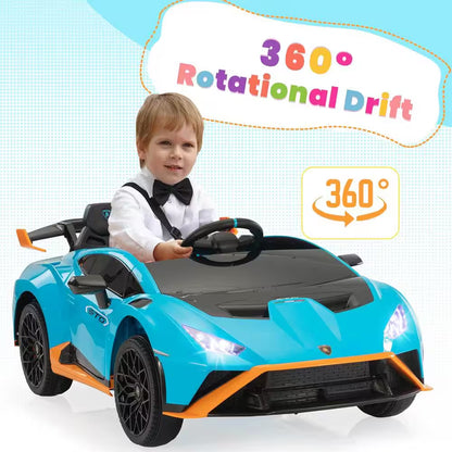 12-Volt Licensed Lamborghini Kids Ride on Car with Remote Control Electric Kids Drift Car in Blue