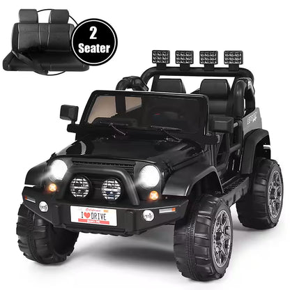 12.6 in 12-Volt Kids Ride on Car 2 Seater Truck RC Electric Vehicles with Storage Room Black