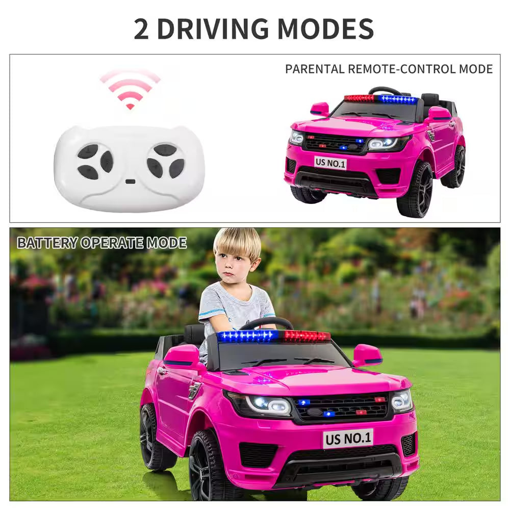 12-Volt Kid Ride on Fire Truck Electric Car with Parental Remote Control and Megaphone in Pink