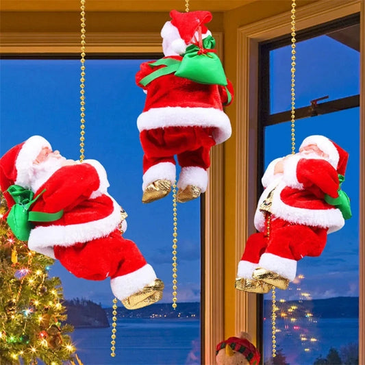 Electric Santa Claus Climbing Rope Ladder with Music Santa Musical Toys for Christmas Tree Home Decor Gifts for Boys and Girls